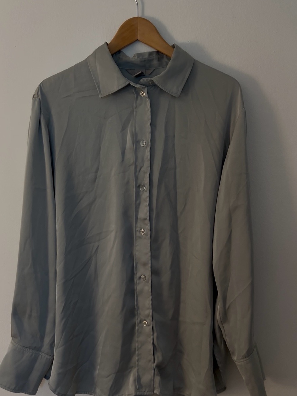 H&M Light Gray Collared Button-Front Shirt